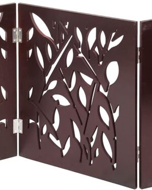 Wood Pet Gate Tri Fold Panel Dog Fence