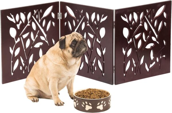 Wood Pet Gate Tri Fold Panel Dog Fence - Image 2