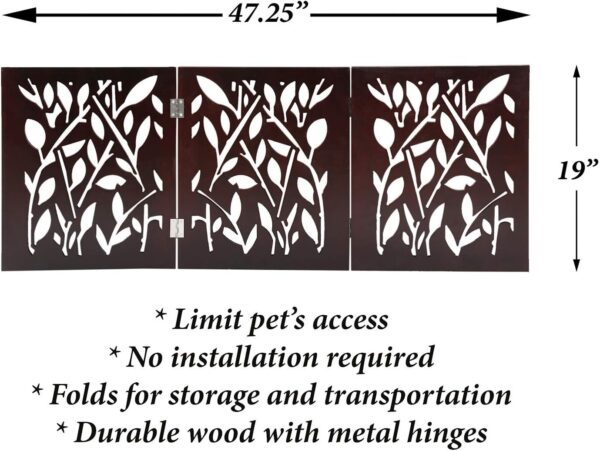 Wood Pet Gate Tri Fold Panel Dog Fence - Image 3