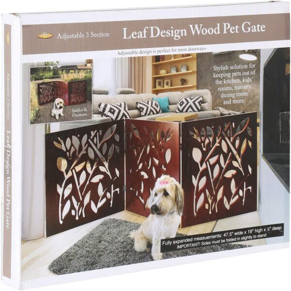 Wood Pet Gate Tri Fold Panel Dog Fence - Image 8